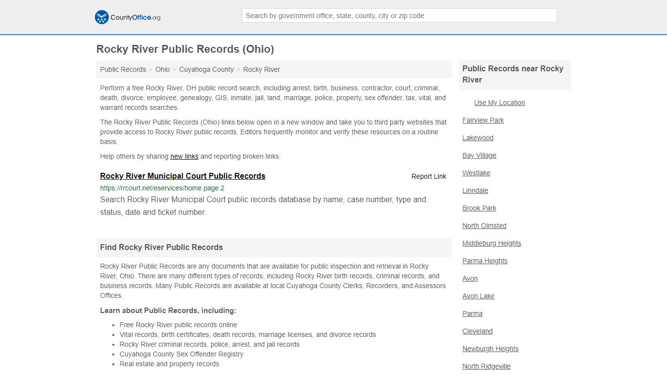 Public Records - Rocky River, OH (Business, Criminal, GIS ...
